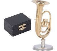 Tuba miniature modèle en laiton plaqué or euphonium mini instrument de musique cadeau avec base