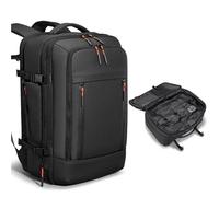 TuBanRen Sac à Dos de Voyage avec Compression Sous Vide et Pompe, Bagage Cabine 50x30x20 pour Ryanair Avion, Imperméable Compartiment Ordinateur 16" Sport Affaires Voyage Noir avec Serrure Anti-Vol