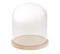 Tubayia, cloche en verre transparent avec base en bois, décoration pour mariage et Noël