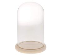 Tubayia Cloche en verre transparent avec socle en bois pour décoration de mariage et de Noël