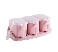 Tubayia Contenant Epices Pots à épices en plastique pour cuisine, hôtel, restaurant (rose - 3 grilles)