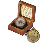 TUBAZ Boussole gravée « Trust in The Lord with All Your Heart »,Proverbs 3 : 5-6 avec boîte en bois, boussole de camping, cadeau de remise de diplôme, hommes, garçons et filles