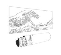 Tubdic Grand Tapis de Souris Japonais Motif Vague de mer Blanche, Tapis de Souris de Jeu Kanagawa étendu, Tapis de Souris XL avec Base en Caoutchouc antidérapant de 3 mm d'épaisseur, 80 x 30 cm