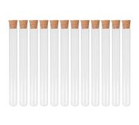 Tube à Essai 20x200 MM avec Bouchon de Liège 12 Pièces | Stockage D’échantillons, Fermeture Soignée, pour Cosmétique et Laboratoire, avec Brosse