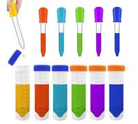 Tube a Essai Plastique, Tubes à Essais Plastique et Pipettes Jumbo Eprouvette Plastique Avec Bouchon Tube à Essai Avec Bouchon Jeux D'Eau Jouets Educatifs Home Experiment Garçons Filles (Pack De 12)