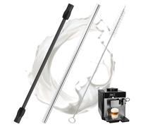 Tube à lait compatible avec Siemens Eq6, 3 Pièces de Rechange Accessoires pour Machines à café, Tuyau à Lait en Acier Inoxydable et Brosse de Nettoyage Kit de Remplacement Tuyau de Lait (Noir + Argent