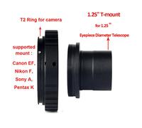 Tube adaptateur de télescope 1.25 ""à T2 (M42x0.75) + anneau adaptateur d'appareil photo T2 pour appareils photo Canon EF/Sony A/Nikon F/Pentax K - Type Sony A (not E) mount
