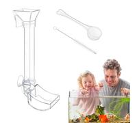 Tube d'alimentation pour aquarium : précis pour poissons et crevettes avec soucoupe | Conception de clochette avec brosse de nettoyage, cuillère en polycarbonate pour réservoirs de crevettes D