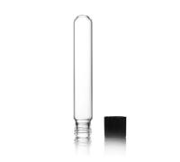 Tube de 25 x 150 mm, 55 ml, col à vis, bouchon PF noir, verre borosilicate 3.3, haute résistance à la température