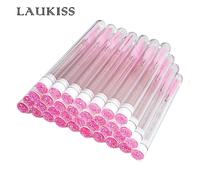 Tube de brosse à cils réutilisable, baguettes à cils jetables, brosse à sourcils remplaçable, anti-poussière, fond en diamant cassé scintillant, 50 pièces DH-Tube-PINK-B