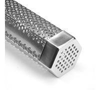 Tube de fumée de barbecue en acier inoxydable de 30,5 cm pour granulés de bois - 304 de qualité alimentaire avec brosse de nettoyage compatible avec crochet en S et bois de pommier pour viandes
