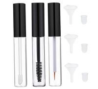 Tube de mascara vide et baguette 3pcs 10 ml de tubes à lèvres vides vides tube d'eye-liner vide transparent avec des inserts en caoutchouc et des entonnoirs pour l'huile de ricin bricolage