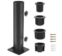 Tube de parasol universel en acier inoxydable - Support de parasol avec 3 anneaux de réduction en PVC - Convient pour le béton et le granit - Pour parasols de plage, parasols de jardin, de restaurant