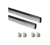Emuca Tube de penderie ovale 30 x 15 mm acier 750 mm avec supports par 2
