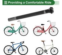 Tube De Selle De Vélo Universel En Fibre De Carbone Absorbant Les Chocs, Noir Mat Gris 31,6X400Mm 1 Pièce