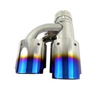 Tube D'extrémité Silencieux Embout Universel Queue Tuyau D'échappement Double Acier Inoxydable De Style H Extrémité Simple Un Changement Embout Silencieux À Deux Sorties Gorge Queue(LEFT INLET 57MM)
