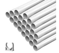 Tube d'installation M20 avec manchon - 24 m - Tube de câble rigide en PVC - Difficilement inflammable - Avec 50 serre-câbles - Tube de 20 mm pour installation en saillie - Blanc