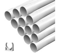 Tube d'installation M25 - 12 m - En PVC rigide - Difficilement inflammable - Avec 25 serre-câbles - Tube de 20 mm pour installation en saillie - Blanc