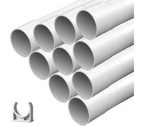 Tube d'installation M32 - 10 m - En PVC rigide - Difficilement inflammable - Avec 20 serre-câbles - Tube de 32 mm pour installation en saillie - Blanc