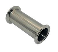 Tube en bobine sanitaire à triple collier de serrage, 3/4", 1", 1-1/2", 2", avec virole, SS304, longueur: 100mm, 200mm, 300mm, 500mm, 600mm(Length 204mm,Pipe diameter 51mm)