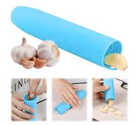 Tube éplucheur d'ail en silicone - Outil d'épluchage d'ail sans odeur - Facile à rouler - Gadgets de cuisine utiles (bleu)
