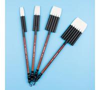 Tube et manche en bois de forme plate en poils de chèvre blancs, pinceau d'artiste professionnel pour peinture aquarelle, Design traditionnel 501F MU & HE ART 501F 4pcs set 2357