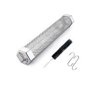 Tube fumoir à granulés pour griller, 30,5 cm en acier inoxydable pour barbecue à gaz, charbon de bois, barbecue électrique ou fumoirs, hexagonal avec 2 crochets en forme de S et 1 brosse de nettoyage