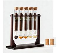 Tube infuseur à cigares en Verre avec Base en Bois, Support pour aromathérapie et rehausseur de saveur pour Cave à cigares, pour Les Amateurs de Whisky et de cigares.(5 Tubes)