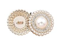 Tube Inox Lot de 6 boutons décoratifs en métal doré et perles strass for vêtements, manteaux, cardigans, pulls, couture, 15 à 25 mm(Color 02,23.0MM 6PCS)