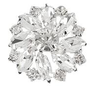 Tube Inox Lot de 6 boutons en laiton à tige et strass, 26,5 mm, motif fleur, cristal, couleur argent, à coudre, avec 1 trou et dos plat, kit de fabrication