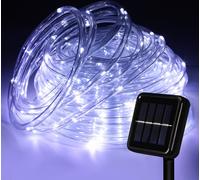 Tube lumineux à LED TolleTour Chaîne d'éclairage solaire pour l'extérieur,avec minuterie & 8 modes,Tube lumineux solaire pour l'extérieur,Chaîne d'éclairage solaire pour balcon,Blanc froid,32 mètres,3