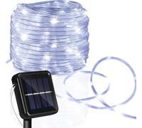 Tube lumineux solaire Fiqops Tube lumineux LED Chaîne lumineuse extérieure Réseau lumineux blanc froid 10M