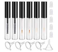 Tube Mascara Vide et Bouteille de Eye-liner et Fioles de Brillant à Lèvres 6 Stück 4ml Tube de Cils Rechargeable Mascara Baguette Tube avec Inserts en Caoutchouc et Entonnoirs