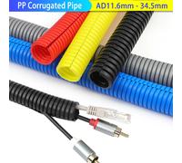 Tube ondulé en PP à bouche ouverte AD11.6mm - 34.5mm, gaine de protection de câble résistante à l'usure, tube de protection pour faisceau de câbles de voiture Red