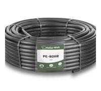 Tube PE HaGa noir - 25mm x 1,5mm en 50m de long - pour les systèmes d'irrigation dans le jardin - conduite d'eau en plastique pour le système sprinkler & l'arrosage automatique
