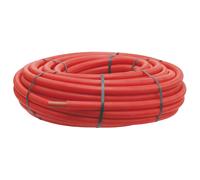 Tube PER gainé 12mm x 50m rouge Fixoconnect