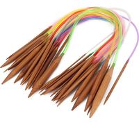 Tube plastique multicolore carbonisé double anneau -bambou -aiguilles de pull (40 cm/15,7 pouces)