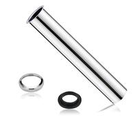 Tube Plongeur Universel pour Siphon, Évacuation Rallongée de 20 cm, Siphon Tubulaire Chromé avec 1 Bouchon à Vis et 1 Joint D'étanchéité en Caoutchouc, Adapté aux Siphons Tubulaires