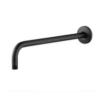 Tube Prolongateur de Douche Bras d'extension de pomme de douche en forme de L, Tube fixe noir en acier inoxydable G1/2 for salle de bain, accessoires de pomme de douche(42CM Black)