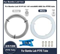 Tube PTFE 2,5mm ID×4mm OD 5M pour Bambu Lab X1/X1C/P1P/P1S/A1/A1 mini/AMS/AMS lite, avec Coupe-tube & Connecteurs, Tube Filament 3D White 5M