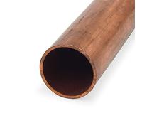 Tube rond en cuivre 101-H04, ASTM F68, diamètre extérieur 5,1 cm, diamètre intérieur 4,4 cm, paroi 0,3 cm, longueur 213,4 cm.