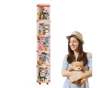 Tube vertical de rangement de jouets - Tube de rangement d'animaux en peluche avec roulettes, cube de multicouche fabriqué en PET et PP, résistant à la poussière | Alma