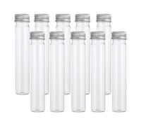 Tubes à essai de 65 ml, 80 pièces 15 x 2,5 cm en plastique transparent à fond plat avec bouchons for perles, fête, bonbons, bain, sel, stockage, expérience scientifique, propagation des plantes, argen
