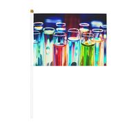 Tubes à essai de chimie double face et mini drapeaux à bâton, adaptés pour la décoration de fête et les activités d'équipe