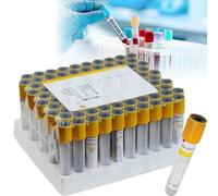 Tubes à Vide En Verre 100 Pièces, Tubes De Prélèvement Sanguin Sous Vide (3Ml/5Ml/10Ml), Pour Prélèvement Sanguin En Laboratoire, Séparation Du Sérum, Préparation Du Prp,5ML