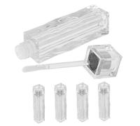 Tubes de Gloss à Lèvres Transparents As 5 Pièces, Style Vague | Design Cube de Glace, Rainures Ondulées Élégantes, pour Tests et Échantillons, Structure Stable, Anti-fuite