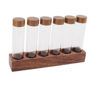 Tubes de Stockage de Grains de café à Dose Unique, 6PCS ou 12PCS Cave à Grains de café, flacons de Dosage en Verre avec couvercles, présentoir en Bois et Entonnoir (Une rangée de
