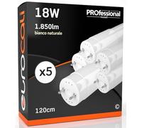 Tubes LED 120 cm G13 T8 12 18 W de standard à super efficacité - Forme : tube - Lumière blanc chaud naturel froid - Faisceau lumineux 160° - Remplacement néon Naturale 4000k - Pacco Da 5