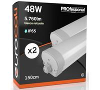 Tubes LED 150 cm G13 T8 15-22 W de standard à super efficacité - Forme : tube - Lumière blanc chaud naturel froid - Faisceau lumineux 160° - Remplacement néon Naturale 4500k - Pacco Da 2 Plafoniere