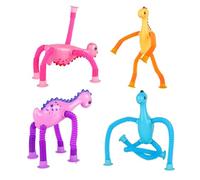 Tubes Télescopiques Sensoriels - 4 Pièces Dinosaures Flexibles Tube pour | Favoris Éducatifs Antistress pour Anniversaire Voyage Idée Cadeau